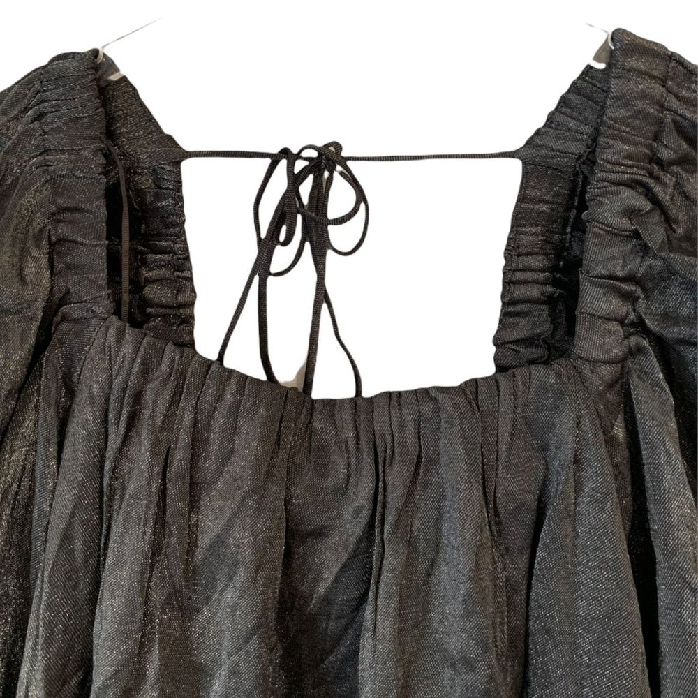 Free People Mini Party Dress Medium Shiny Charcoal - Picture 6 of 7